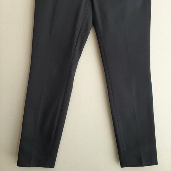 CLUB MONACO Slim Crop Pants Faux Leather Back Pocket Trim Navy Sz 4 - Picture 4 of 10